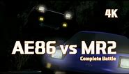 [ Initial D ] Fujiwara's AE86 Battle With Kai's SW20 MR2 at Irohazaka | Upscaled 4K
