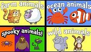 Cartoon Animals for Children | Learn Farm and Wild Animal Names | Kids Learning Videos