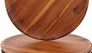 AIDEA Acacia Wood Dinner Plates, 8 Inch Round Wood Plates Set of 4, Easy Cleaning & Lightweight for Dishes Snack, Dessert, Unbreakable Classic Charger Plates - for Christmas Gift