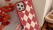 JJL.Z Checkered Phone Case for iPhone XR 11 12 13 Pro Case, Geometric Buffalo Plaid Pattern, Wine Red and Beige, iPhone 11