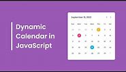 Create A Dynamic Calendar in HTML CSS & JavaScript | Calendar in JavaScript