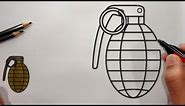 HOW TO DRAW GRENADE - STEP BY STEP | DRAWING GRENADE TUTORIAL