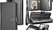 Tekcoo Wallet Case for Motorola Edge+ 2022 | Moto Edge Plus 5G UW 2022 | Edge 30 Pro | X30 | XT2201 PU Leather ID Credit Card Holder Carrying Pouch Flip Cover [Detachable Magnetic Hard Cases] Black