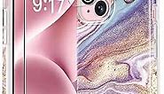 GVIEWIN Marble for iPhone 15 Case, with Screen Protector & Camera Lens Protector, [10FT Military Grade Drop Protection] Slim TPU Phone Case Cover Women for iPhone 15 6.1" 2023 (Flowing Sakura/Pink)