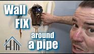 How to drywall around a pipe. Fix drywall around plumbing. Easy!