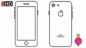 How to draw iPhone | iPhone Drawing | Apple Mobile Phone Step By Step Tutorial