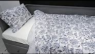 IKEA WHITE AND GREY QUEEN FULL DUVET COVER AND PILLOW CASES CLOSER LOOK IKEA SHOP SHOPPING BEDDING