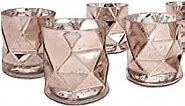 Koyal Wholesale 3.75" Tall Rose Gold Geometric Mercury Glass Candle Holders, Set of 6 Holders, Bulk Tealight Holders