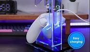 OAPRIRE Controller Holder Headset Stand with Lights, 3 Tier Acrylic Gaming Controller Stand for PS4, PS5, PC, Switch, Universal Design (Black)