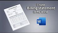 How to Create Billing statement Form Template in MS Word Office