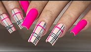 GEL X NAILS | Burberry Nail Design | Tapered Square Nails | Pink Nails