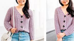 Crochet Chunky Cropped Cardigan with Buttons! Free Pattern + Tutorial | For The Frills