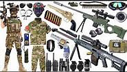 Special police weapon toy set unboxing, Barrett sniper rifle, Glock toy pistol, bomb, gas mask