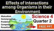 Effects of interactions among organism in their environment