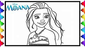 How to Draw and Color Disney's Moana 💜🌺Moana Coloring Page for Kids 💚🌺