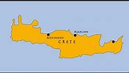 Карта греческого острова Крит. Map of the Greek island of Crete.