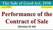Performance of the Contract of Sale, The Sale of Good Act 1930, Delivery of goods, Business Law Bcom