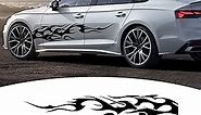 Bilisin Universal Vinyl Flame Graphics Car Body Side Sticker Flame Sports Racing Stripe Decals Decoration for All Cars SUV Truck Off-Road Vehicles 2Pcs Black