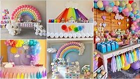 Rainbow Theme Birthday Decoration Ideas at Home || Rainbow Birthday Party Decoration Ideas