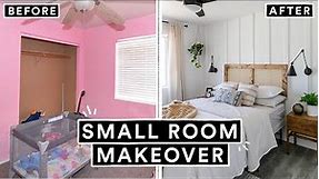 EXTREME SMALL BEDROOM MAKEOVER + DIY HEADBOARD (From Start To Finish)