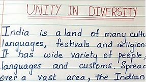 Write an Essay about UNITY IN DIVERSITY |Best speech on Unity in Diversity