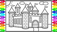 How to Draw a Castle for Kids ❤️💜💚Castle Drawing for Kids | Castle Coloring Pages for Kids