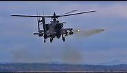 Apache Helicopter Gunships On The Target Range