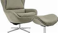 Giantex 360 Swivel Leather Lounge Chair with Ottoman, Full Grain Recliner Leisure Armchair w/Footstool, Aluminum Alloy Base, Comfy Upholstered Lazy Reading Single Sofa Club Chair, Support to 330lbs