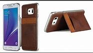 Dark Brown Slim Protective Leather Wallet Case for For Samsung Galaxy Note 5