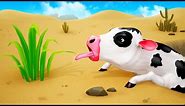 Hungry Baby Cow Food Hunt Adventure at Desert | Funny Cow Cartoons | Cow Comedy Videos