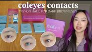 coleyes colored contacts try-on + review *natural lenses for dark brown eyes* 🌈