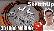 HOW TO MAKE 3D LOGO IN SKETCHUP | CREATING A 3D LOGO USING SKETCHUP + ENSCAPE RENDERING