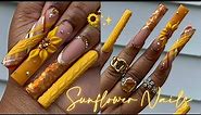 FALL SUNFLOWER NAILS 🌻✨ | HOW TO 3D FLOWERS 🌼 | SWEATER DESIGN | FULL ACRYLIC NAIL TUTORIAL 💛✨