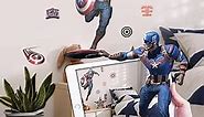 Wall Palz Marvel Captain America Wall Decals - 27" Captain America Wall Decor with 3D Augmented Reality Interaction - Marvel Legends Captain America Room Decor