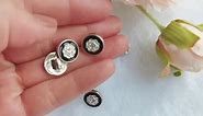 10 Pieces Round Shirt Buttons Black Crystal Shirt Button Embed Rhinestone Flower Pattern for Hand Sewing Decoration DIY (10mm 13/32”)