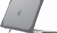 for MacBook Pro 14 inch Case 2023 2022 2021 M3 A2918 A2992 M2 A2779 M1 A2442 with Pro/Max Chip, Heavy Duty Hard Shell Dual Layer Protective Cover with Fold Kickstand -Grey