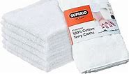 Superio Terry Cloth Rags White Washcloths 100% Cotton 12" Cleaning Cloths, Kitchen Towels, Facial Washcloth, Spa Cloths, Hand Towel, Small Lint Free Rags for Multi-Purposes (6 Pack)