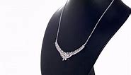 Women 925 Sterling Silver Necklace Platinum Plated Pear Made with SWAROVSKI Zirconia Jewelry Gift Si