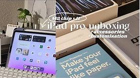 M2 iPad pro 11" (silver) unboxing + accessories + customization 📦
