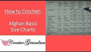 Basic Size Charts For Afghans! How Many Squares To Make Afghan (FREE CHARTS)