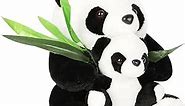 AIXINI 10" Plush Panda Stuffed Animals with Panda Baby Soft Toy, Native Mom & Baby Plush Bamboo Panda