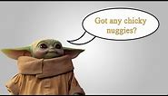 Baby Yoda with subtitles while looking for chicky nuggies | Baby Yoda meme