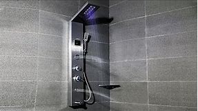 LIVINGbasics - Shower Panel LED Light Rainfall Shower Head Multi-Function with Temperature Display