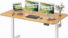 Furmax Electric Height Adjustable Standing Desk Large 55 x 24 Inches Sit Stand up Desk Home Office Computer Desk Memory Preset with T-Shaped Metal Bracket, Wood