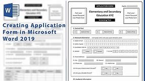 How to make Application Form in Microsoft word 2019 | Form Design word | Admission form in ms word