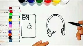 Draw an iPhone , draw an headphones and coloring.