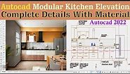 Modular Kitchen Design With Elevation and Plan And Rendering | AutoCAD 2022 | With Material Details
