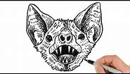 How to Draw Bat Head | Ink Drawing Tutorial