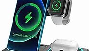 3 in 1 Charging Station for Apple, Wireless Charging Stand Apple Watch Charger for Apple Watch and iPhone Airpod Compatible for iPhone X/XS/XR/Xs Max/8 Plus iWatch Airpods-Black