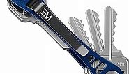 EM Key Holder Keychain for Men - Aircraft-Grade Aluminum Key Organizer up to 14 Keys, Car Keychain, Ring Holder, Keyring, Belt Key Holder, Minimalist Smart Key Chain - Navy Blue Keybar
